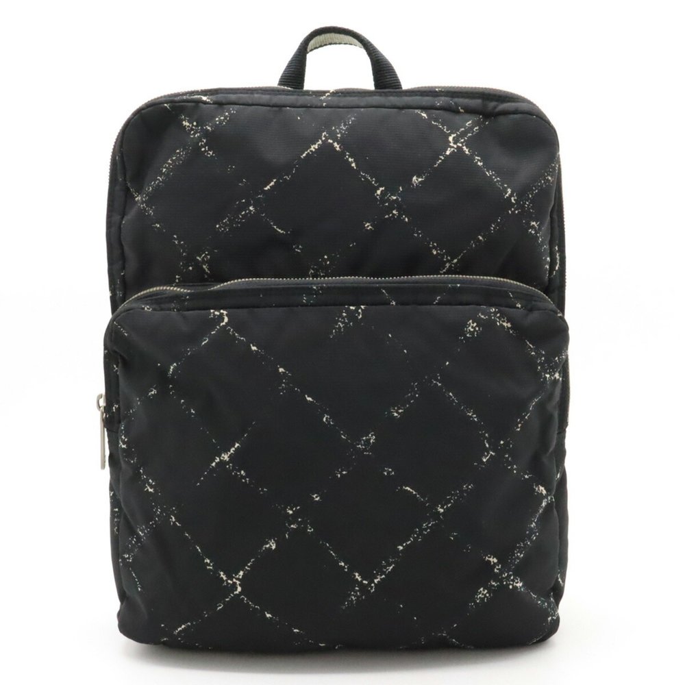 CHANEL Chanel Travel Line Rucksack Backpack Daypack Nylon Jacquard Black